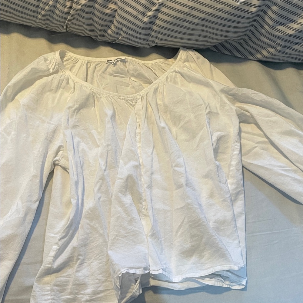 Reformation Ivory Puff Sleeved Blouse